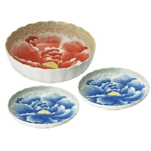 【送料無料・包装無料・のし無料】牡丹 小皿付き盛鉢 BO-102(A5)