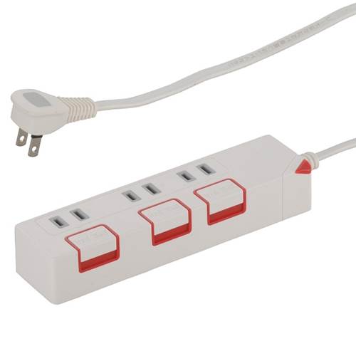 OHM オーム電機 個別押しボタンスイッチ付 節電タップ（3個口/1.5m） HS-T1175W