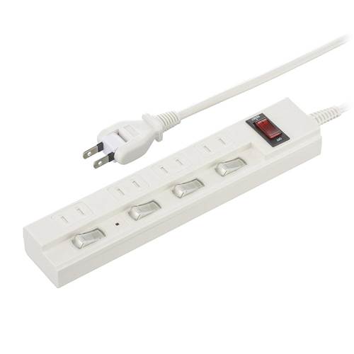 OHM オーム電機 雷ガード付多機能節電タップ（4個口/5m/集中スイッチ/LEDランプ付個別スイッチ/フリープラグ/ホワイト） HS-TPKV45W-22