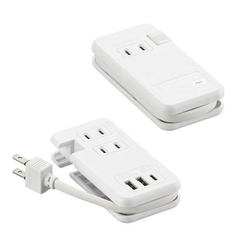 トキワダイレクトのOHM オーム電機　モバイルタップ【ケーブル収納】（ACコンセント×3、Type-A×1、Type-C×1 PD対応/ケーブル23cm/ホワイト）　HS-A3U2C120E-W｜アングル2