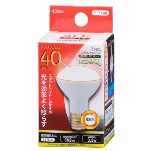 26 mm Cfl - OHM オーム電機　LED電球 レフランプミニ形（40形相当/362lm/電球色/E17/配光角140°/密閉形器具対応） LDR3L-W-E17 A9