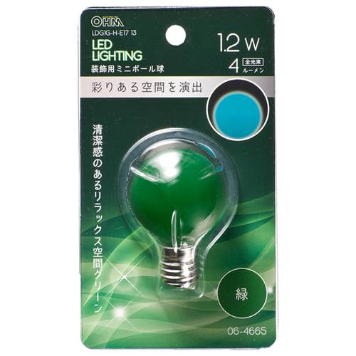 乐天商城 - OHM オーム電機　LEDミニボール球（装飾用/1.2W/4lm/緑色/G40/E17） LDG1G-H-E17 13