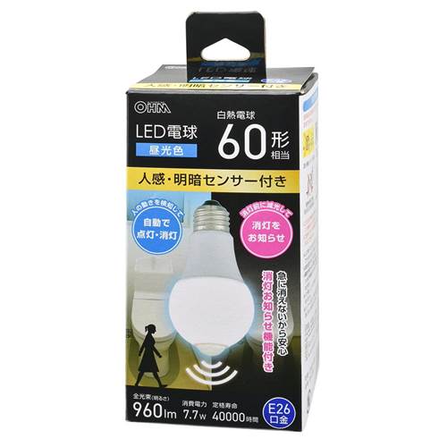 OHM �������ŵ���LED�ŵ��60������/�ʹ����ť��󥵡���/E26/7.7W/�����/960 lm�� LDA8D-G R52