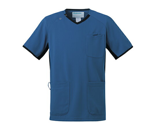 男女兼用・動体裁断シリーズ　スクラブ　ブルー×ネイビー　M 　4562213076709