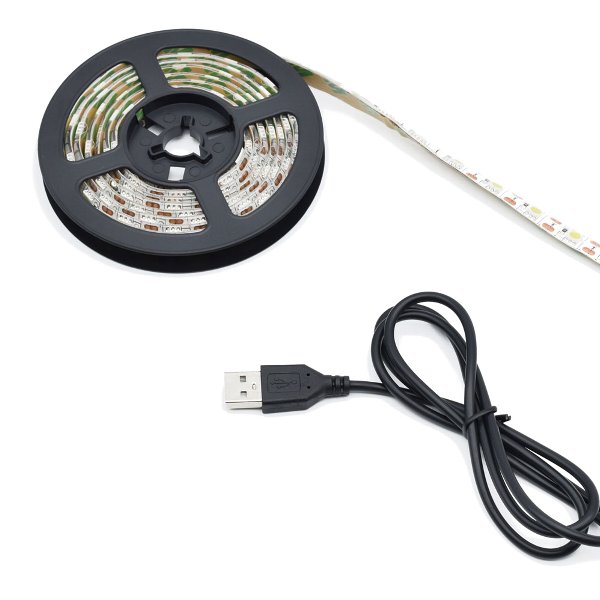 BPS USB高輝度LEDテープライト2m ホワイト SMD5050 120leds IP65防水 BPS-LEDTL2WH 必要な長さにカット 両面テープで好きな場所に貼り付けできるテープLEDライト