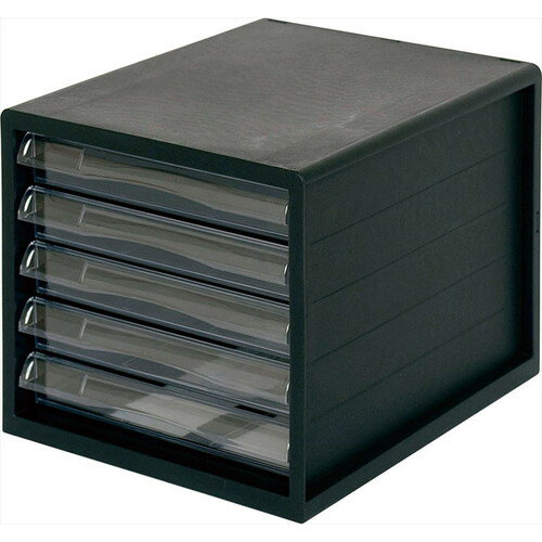 ナカバヤシ A4レターケース一体浅5段ブラック A4E-05B