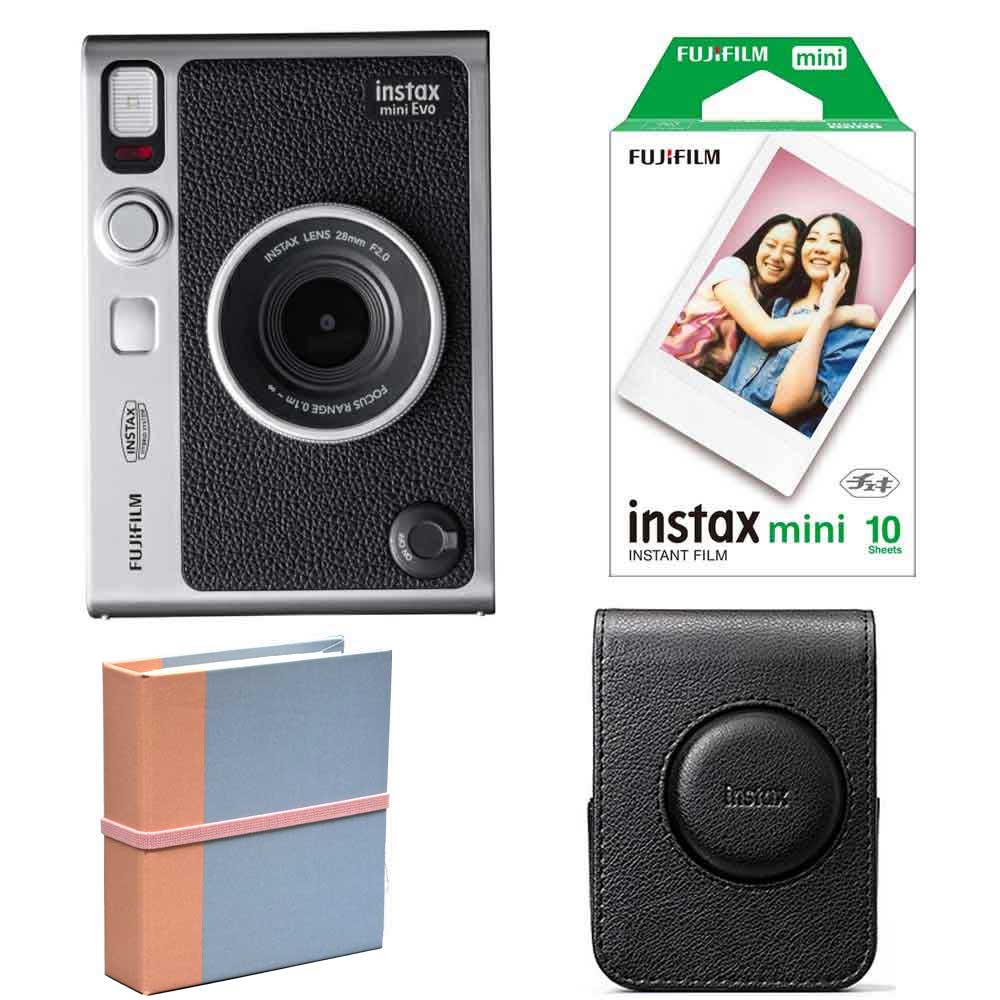 (4点セットB)富士フィルム（フジフィルム）ハイブリッドインスタントカメラ　チェキEvo C ブラック instax mini Evo C BK フィルム アルバム 専用ケース付き！Evo C ブラック