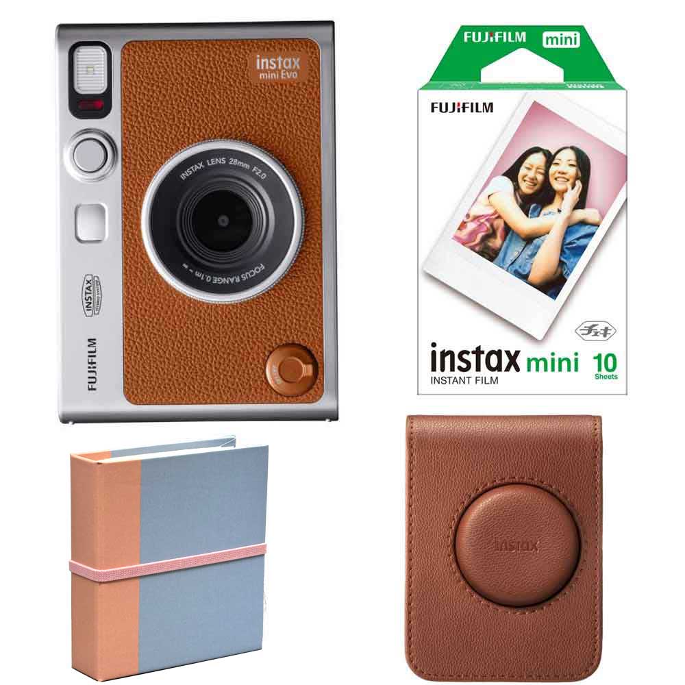 (4点セットB)富士フイルム インスタントカメラ チェキ instax mini Evo C BR フィルム アルバム 専用ケース付き！Evo C ブラウン