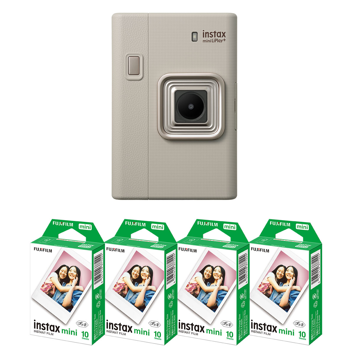 (フィルム40枚付)富士フィルム　チェキリプレイプラス　サンドベージュ チェキカメラ ins mini LiPlay+　SAND BEIGE
