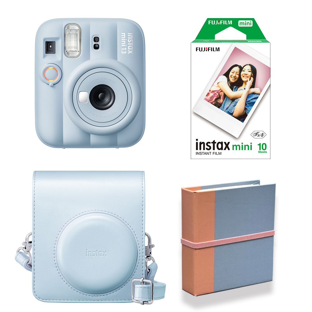 (4点セット)富士フイルム インスタントカメラ チェキ instax mini 13【フロストブルー】 フィルム アルバム 専用ケース付き！