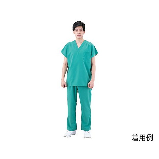 サンアロー　手術衣（男女兼用スクラブ）　グリーン　4L 　136-92 4L　4562158616374