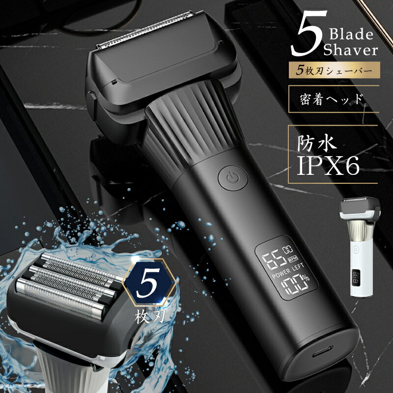 ヒロコーポレーション メンズシェーバー 5枚刃シェーバー【乾湿両用】HED-5581【ブラック】