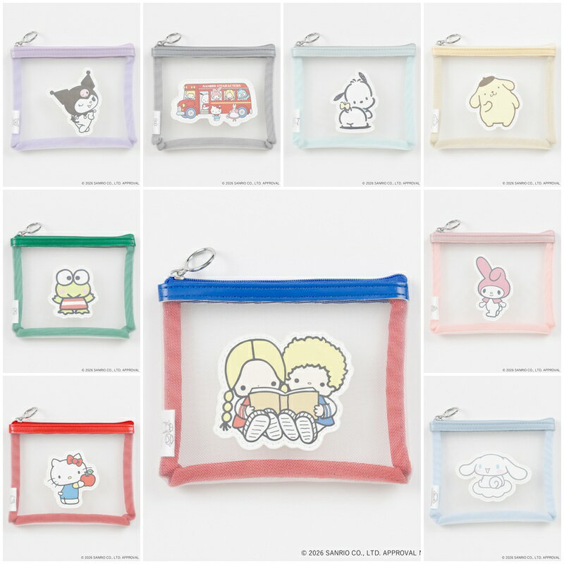 Rakuten - SANRIO CHARACTERS BASIC メッシュポーチ サンリオ メッシュポーチ サンリオ ポーチ キティちゃんグッズ大人 シナモロール けろけろけろっぴ クロミちゃん グッズ パティ＆ジミー マイメロディ メッシュポーチ キャラクター ポチャッコ ポムポムプリン