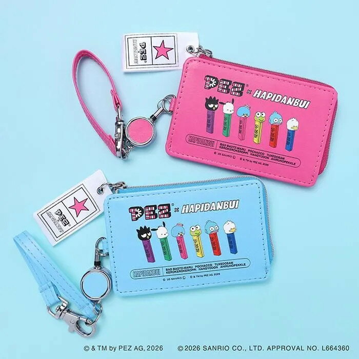 Rakuten - フラワーリング PEZ×HAPIDANBUI/パスケース PEZ はぴだんぶい パスケース キャラクター リール付き サンリオ パスケース リール 定期入れ キャラクター ばつ丸くん グッズ タキシードサム ハンギョドン ポチャッコ けろけろけろっぴ あひるのペックル バッドばつ丸