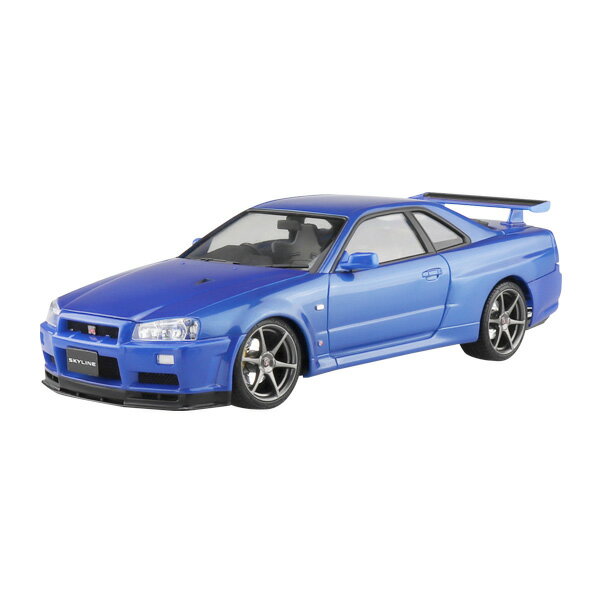 アオシマ 1/24 プリペイントモデル No.03-A ニッサン BNR34 スカイライン GT-R V spec II ’00 ベイサイドブルー 塗装済プラモデル （ZS107861）