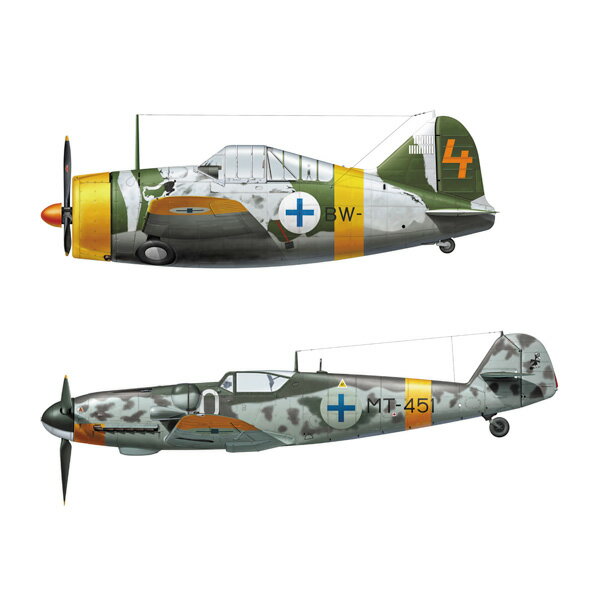 ハセガワ 02439 1/72 B-239 バッファロー＆メッサーシュミット Bf109G-6 “ユーティライネン”w/フィギュア プラモデル （ZS110858）