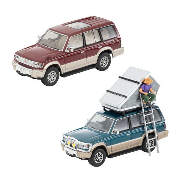 送料無料◆トミカリミテッドヴィンテージNEO 三菱 パジェロ ミッドルーフワイド VR 2種セット (LV-N206b 赤ベージュ/LV-N206c OP装着車 緑ベージュ テント等付き) トミーテック 1/64 ミニカー 329473/330820 【2月予約】