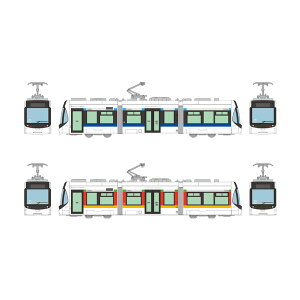 送料無料◆セット販売 337287/337270 トミーテック 鉄道コレクション 富山地方鉄道市内軌道線 T100形 (第3編成) 103号車+(第4編成) 104号車 1/150(Nゲージスケール) 鉄道模型 【10月予約】