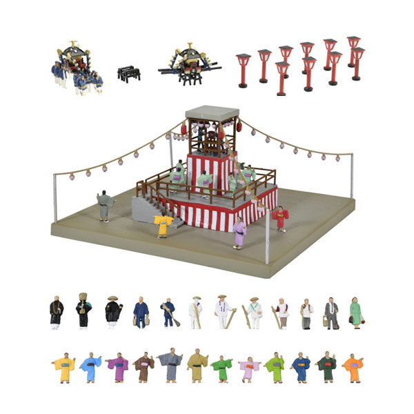 送料無料◆セット販売 330691/330721/330707/331193 トミーテック 情景小物006-1R 御輿・行灯1R＋030-4 祭の櫓4＋ザ・人間143 お寺の人々＋144 盆踊りの人々 1/150(Nゲージスケール) 鉄道模型 【1月予約】のサムネイル