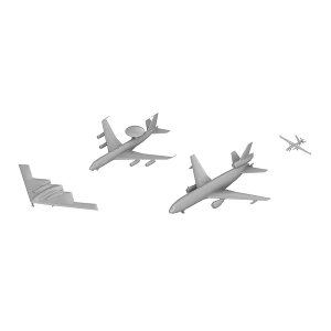 ピットロード 1/700 アメリカ空軍機セット8 (B-2A戦略爆撃機、E-3G早期警戒管制機、KC-10空中給油機、MQ-9A無人攻撃機) プラモデル S86 【11月予約】