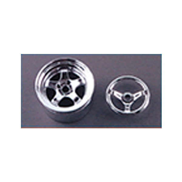 アスカモデル 1/24 オレンジウィールズ カーモデル用ホイールパーツ ファイブスター メッキ OW-14 （ZS..