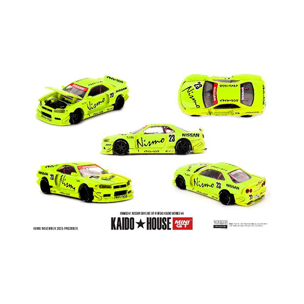 MINI-GT 1/64 Nissan スカイライン GT-R R34 Kaido Works V4 (右ハンドル) KAIDO HOUSE × MINI GT ミニカー KHMG241 【5月予約】