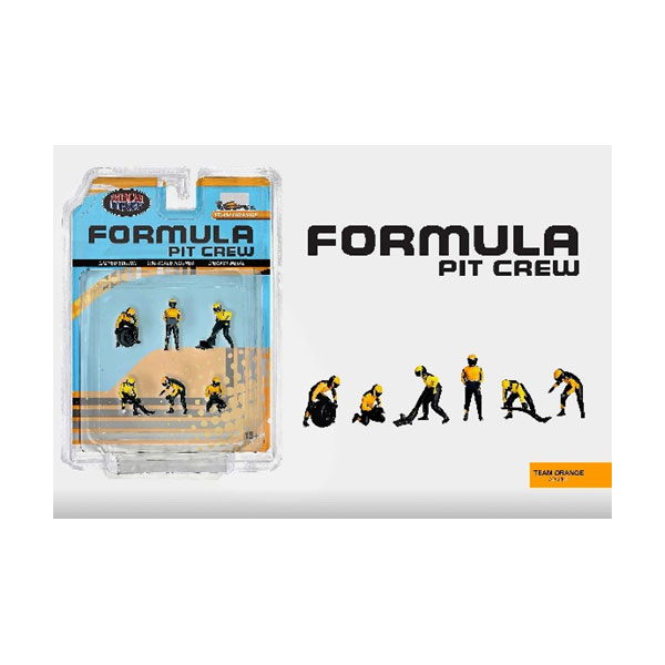 アメリカンジオラマ 1/64 フォーミュラ ピットクルー チームオレンジ フィギュア6体 塗装済み完成品 ミ..
