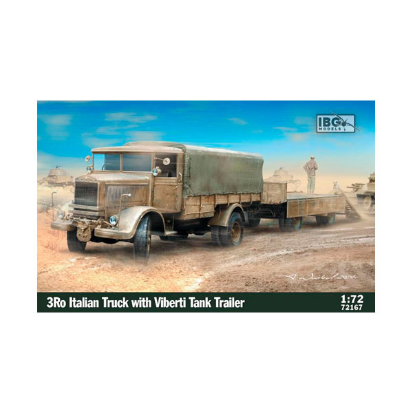 送料無料◆IBG72167 1/72 WW.2 イタリア 3Ro トラック w/ヴィベルティ 15トン戦車運...