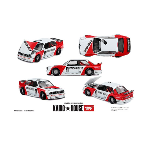 発売予定日入荷日未定メーカーMINI-GT登場作品---商品詳細日系アメリカ人カスタムカー・デザイナー、JUN IMAI(ジュン・イマイ)がプロデュースする人気シリーズ「KAIDO HOUSE x MINI GT」から、1/64スケールの新作が登場！80年代から90年代のレーシング界のレジェンドたちからインスパイアされた人気のM3が登場。前方に傾いたボンネットを開ければ、サーキット仕様のエンジンが姿を現します！原型製作---サイズ1/64商品仕様ダイキャスト製ミニカーパッケージ---備考2026年12月発売予定ですが、発売が大幅に変更となる可能性があるため、入荷日未定とさせていただいております。※商品の画像は試作品、実機・実車、イメージCGなどを内容の補助的説明として掲載いたしておりますので、実際の商品と異なる場合が御座います。個数制限お1人様2個まで■ ご予約商品全般に関するご注意当店では十分な数量を発注したうえでご予約を承っておりますが、生産上の都合などにより、入荷直前で数量を調整されてしまう場合が稀に御座います。その場合メールでご連絡のうえ、原則ご注文先着順でのご提供となります。また、複数個のご注文を減数させて頂いたり、ご注文自体を取り消しとさせて頂く場合が御座います。予めご了承頂けますようお願い致します。※2019年4月1日より、ご予約商品はお支払い方法に関わらず単体のみでの受付となります。上記日時以降にご予約商品を複数同時にご注文された場合、自動的にキャンセル処理が行われますのでご注意下さい。2019年3月31日以前にご注文の場合、同梱・分割につきましては以下からご確認下さい。ご注文管理システム概要※商品の大幅な延期についてメーカーの都合により発売の大幅な遅れが発生する可能性がございます。発売延期発生から1年以上情報が途絶えたものは、当店の判断で受注を一旦白紙とさせて頂く場合が御座います。正確な情報が入り次第、改めて受注を取り直し致します。また、2019年4月1日より、注文日より1年以上経過したご注文は、システム上強制キャンセルされることとなりました。予めご了承下さい。※ご予約商品のキャンセルについてご注文のキャンセルは発売延期時等も含み原則不可となりますので、十分ご検討の上お申し込み下さい。代金引換発送後の受け取り拒否などは、往復分の送料等諸経費をご請求させて頂きます。尚、複数個（2個以上）のご注文、海外メーカーの商品、1万円を超える高額商品のご注文はキャンセルを一切承る事が出来ませんので、十分ご検討のうえご注文下さい。また、キャンセル履歴のある方のご注文は、当店の判断でご注文をお断りさせて頂く場合が御座いますので予めご了承下さい。※商品の発送時期について◎ ご予約商品は入荷翌営業日より発送されます。営業日に付きましては、トップページのカレンダーをご確認下さい。入荷日が週末にあたる場合は、翌週の発送になります。お急ぎの発送に対応出来ない場合が御座いますので予めご了承下さい。※長期のお取り置きはしておりません。※当社が運営する他店舗でのご注文とはおまとめが出来ません。※お引越しや長期出張の際は事前にメールでご連絡下さい。※ラッピングサービス、海外発送は行っておりませんので予めご了承下さい。JAN CODE：840456397114