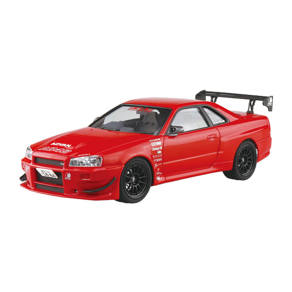 発売予定日2027年1月予定メーカーアオシマ登場作品---商品詳細R34 GT-R1999年1月、それまで「最強」の称号を欲しいままにしてきた R33型スカイラインGT-Rを基に 、R34型スカイラインGT-R (BNR34) は生まれました。パワーユニットはR32型から引き継がれてきた名機「RB26DETT」を更にリファインし、最高出力は当時の国内自主規制値280psに抑えられているものの、トルクは40.0kg・m、リッターあたり15.6kg・mと当時の国産エンジン最強スペックを誇りました。また、トランスミッションはゲトラグ社と共同開発した6速マニュアルを採用しています。ボディサイズもR33型と比べダウンサイジングが図られ、運動性能を大幅に高めました。しかし2002年8月、排ガス規制のため惜しまれつつ生産を終了し、その歴史に幕を閉じています。●フロントバンパースポイラー ●フロントカナード●エアロボンネット●エアロドアミラー●GTウイング●マフラー●19インチ エンケイNT03+M ホイール●窓枠シール付属原型製作---サイズ1/24スケール(全長約207mm)商品仕様プラスチックモデルキットパッケージ---備考※組み立て・塗装の必要なプラモデルです。完成品ではございませんのでご注意ください。※商品の画像は試作品、実機・実車、イメージCGなどを内容の補助的説明として掲載いたしておりますので、実際の商品と異なる場合が御座います。個数制限お1人様3個まで■ ご予約商品全般に関するご注意当店では十分な数量を発注したうえでご予約を承っておりますが、生産上の都合などにより、入荷直前で数量を調整されてしまう場合が稀に御座います。その場合メールでご連絡のうえ、原則ご注文先着順でのご提供となります。また、複数個のご注文を減数させて頂いたり、ご注文自体を取り消しとさせて頂く場合が御座います。予めご了承頂けますようお願い致します。※2019年4月1日より、ご予約商品はお支払い方法に関わらず単体のみでの受付となります。上記日時以降にご予約商品を複数同時にご注文された場合、自動的にキャンセル処理が行われますのでご注意下さい。2019年3月31日以前にご注文の場合、同梱・分割につきましては以下からご確認下さい。ご注文管理システム概要※商品の大幅な延期についてメーカーの都合により発売の大幅な遅れが発生する可能性がございます。発売延期発生から1年以上情報が途絶えたものは、当店の判断で受注を一旦白紙とさせて頂く場合が御座います。正確な情報が入り次第、改めて受注を取り直し致します。また、2019年4月1日より、注文日より1年以上経過したご注文は、システム上強制キャンセルされることとなりました。予めご了承下さい。※ご予約商品のキャンセルについてご注文のキャンセルは発売延期時等も含み原則不可となりますので、十分ご検討の上お申し込み下さい。代金引換発送後の受け取り拒否などは、往復分の送料等諸経費をご請求させて頂きます。尚、複数個（2個以上）のご注文、海外メーカーの商品、1万円を超える高額商品のご注文はキャンセルを一切承る事が出来ませんので、十分ご検討のうえご注文下さい。また、キャンセル履歴のある方のご注文は、当店の判断でご注文をお断りさせて頂く場合が御座いますので予めご了承下さい。※商品の発送時期について◎ ご予約商品は入荷翌営業日より発送されます。営業日に付きましては、トップページのカレンダーをご確認下さい。入荷日が週末にあたる場合は、翌週の発送になります。お急ぎの発送に対応出来ない場合が御座いますので予めご了承下さい。※長期のお取り置きはしておりません。※当社が運営する他店舗でのご注文とはおまとめが出来ません。※お引越しや長期出張の際は事前にメールでご連絡下さい。※ラッピングサービス、海外発送は行っておりませんので予めご了承下さい。JAN CODE：4905083207529