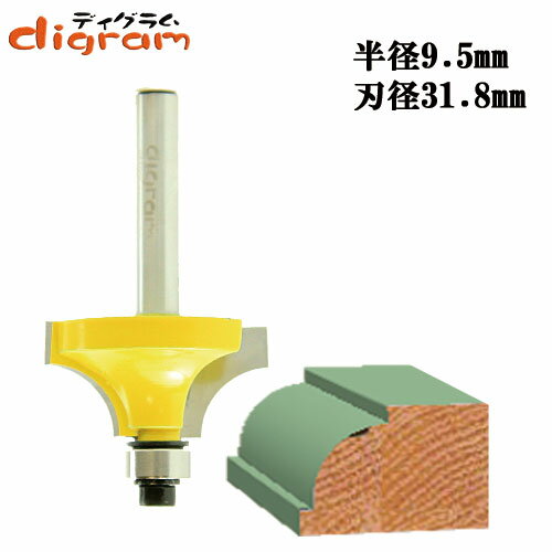 トリマー ビット コロ付 ギンナン ベアリング9.5mm 1/4軸 （ 半径 9.5mm ） Microtungsten carbide 【d..