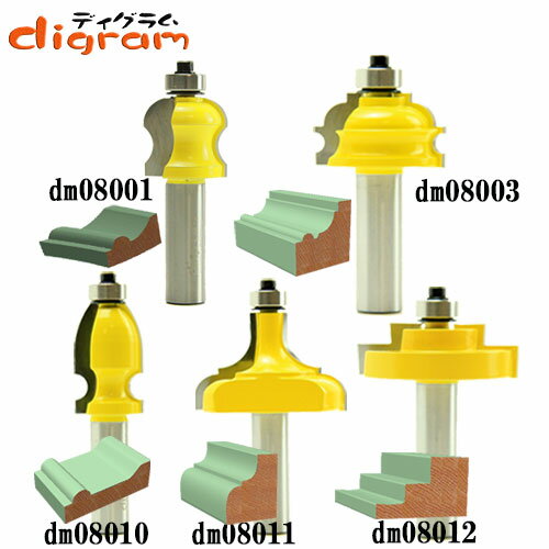 ルーター ビット ピクチャー フレーム ( ヨーロピアン ) 5組 セット 1/2軸 Microtungsten carbide 【dms08002】