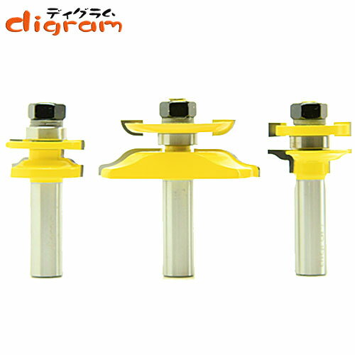 ルーター ビット ドアパネル スモール 3点 セット （ バックカッター付 オージー ） 1/2軸 Microtungsten carbide 【dms15001】