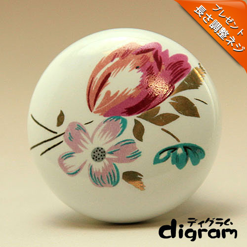 取っ手 つまみ ローズ ガーデン ・ ノブ （ ホワイト ）【GL0033】 1個