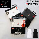 【2枚組】別注 Hanes ヘインズ 定番 リブタンクトップ インナー 快適 春夏 BEEFY シンプル 男女兼用 ユニセックス 無地RS トップス Tシャ...