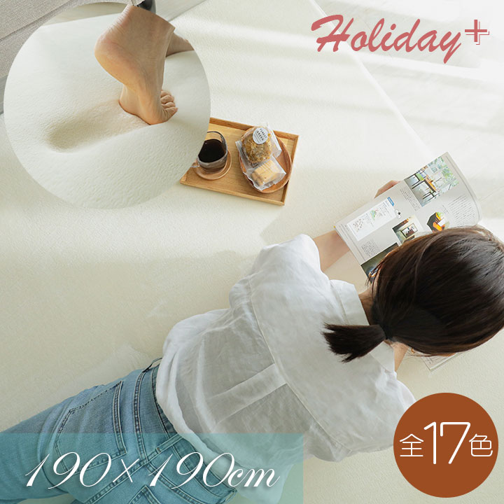 ホリデープラス ラグ はっ水 190×190cm 低反発 2畳 厚手 正方形 ラグマット カーペット ウレタン 絨毯 洗える 無地 カーペット 床暖房 赤ちゃん 子供 ラグマット オールシーズン リビング 新生活 誕生日