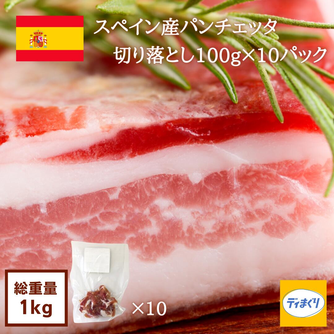 新登場！ESPUNA パンチェッタ切り落とし1kg (100g×10)【冷凍】【送料無料】生ベーコン 熟成 訳あり つまみ ワイン ビール 日本酒 サラ..