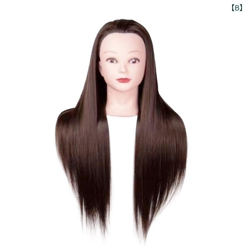 DIMOMO ZAKKAのマネキン レディース ヘアカット練習用ウィッグ ロング ストレート 人毛100% 練習用 美容師 初心者 自然 黒 深みのある茶色 明るい金色 栗色 シルバーグレー 米白色｜アングル3