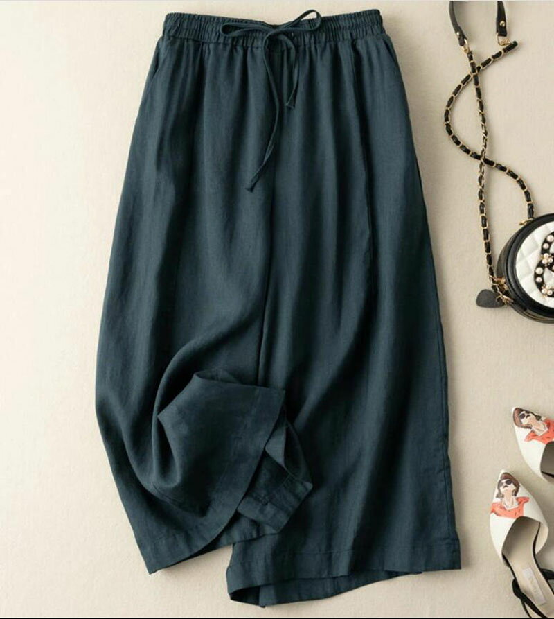 リネン パンツ フレア ワイドパンツ リネン ロングパンツ ワイドパンツ リネンパンツ 亜麻 麻 ガウチョパンツ 体型カバー 韓国ファッション レディース ワイドオーガニック ゆったり 大きいサイズ 送料無料 dimomo-10018445 DIMOMO ZAKKA サンプル画像3