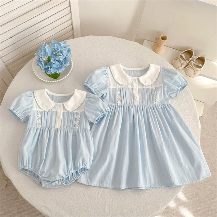 女の子セレモニードレス夏服子供服ロンパースワンピース半袖姉妹コーデお揃いリンクコーデベビー服キッ