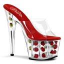 キャバ ヒール ミュール サンダル 厚底 Pleaser プリーザー 18cm ヒール ハイヒール ピンヒール クリアヒール オープントゥ 赤 レッド 透明 ク...