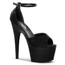 Pleaser プリーザー サンダル 厚底 18cm ヒール 黒 ブラック サテン レース アンクルストラップ 大きいサイズ 小さいサイズ セクシー ハイヒール...
