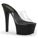 Pleaser プリーザー キャバ ヒール ミュール サンダル 厚底 クリア 黒 ブラック 15cm ヒール レディース メンズ ピンヒール 女性 男性 用 ハ...