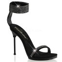 Pleaser プリーザー サンダル 11.5cm ヒール 黒 ブラック 大きいサイズ 小さいサイズ レディース メンズ ハイヒール ピンヒール ラインストーン アンクルカフ キャバ ダンス パーティー コスプレ イベント ステージ ドレス 衣装 女装 靴 シューズ CHIC-40 CHIC40/B/NB 取寄