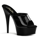 キャバ ヒール ミュール サンダル 厚底 Pleaser プリーザー 15cm ヒール 厚底サンダル ハイヒール ピンヒール 黒 ブラック エナメル ステージ ...