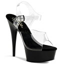 キャバ ヒール クリア 黒 ブラック サンダル 厚底 Pleaser プリーザー 15cm ヒール 大きいサイズ 小さいサイズ ストラップ セクシー ハイヒール...