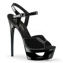 Pleaser プリーザー サンダル レディース メンズ 16.5cm ヒール 黒 ブラック エナメル 二次会 パーティー アンクルストラップ キャバ嬢 エナメ...