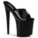 Pleaser プリーザー ミュール サンダル 20cm ヒール 黒 ブラック エナメル ピンヒール ハイヒール 厚底 シューズ エナメルサンダル ポールダンス...