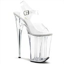 Pleaser プリーザー サンダル 23cm ヒール ハイヒール ピンヒール クリアヒール 透明 クリア アンクルストラップ ベルト オープントゥ レディース...