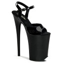 Pleaser プリーザー サンダル 23cm ヒール ハイヒール ピンヒール エナメル 黒 ブラック アンクルストラップ ベルト オープントゥ ワイズ狭め レ...